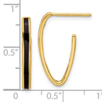 Leslie's 14K Polished with Black Enamel Oval J-hoop Post Earrings - Image 4