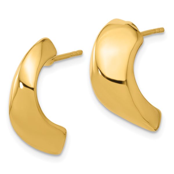 Leslie's 14K Polished Hollow J-Hoop Post Earrings - Image 2