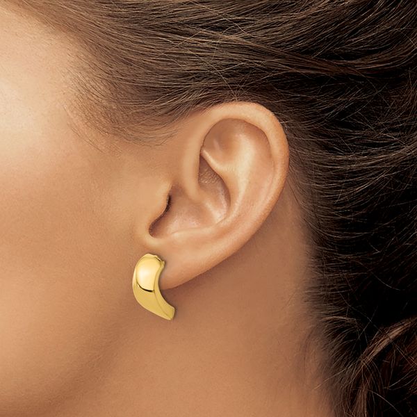 Leslie's 14K Polished Hollow J-Hoop Post Earrings - Image 3