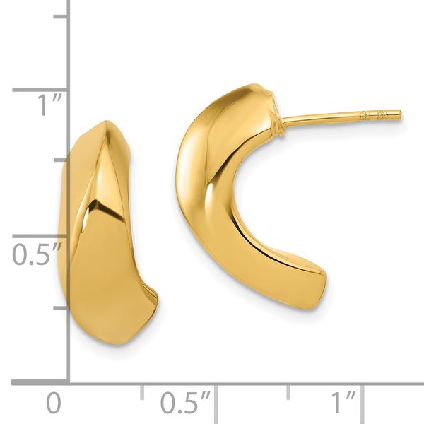 Leslie's 14K Polished Hollow J-Hoop Post Earrings - Image 4