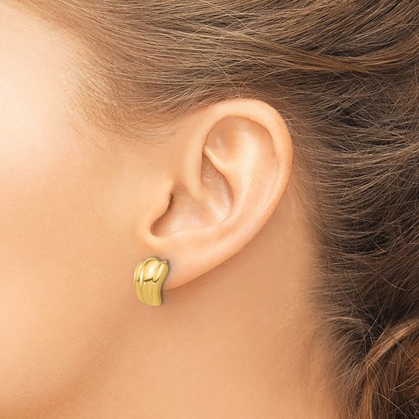 Leslie's 14K Polished Hollow J-Hoop Post Earrings - Image 3