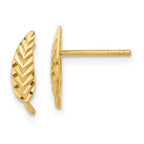 Leslie's 14K Polished and Diamond-cut Leaf Post Earrings
