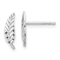 Leslie's 14K White Gold Polished and Diamond-cut Leaf Post Earrings