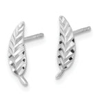 Leslie's 14K White Gold Polished and Diamond-cut Leaf Post Earrings - Image 2