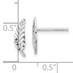 Leslie's 14K White Gold Polished and Diamond-cut Leaf Post Earrings - Image 4
