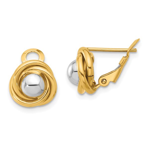 Leslie's 14K Two-tone Polished Omega Back Earrings