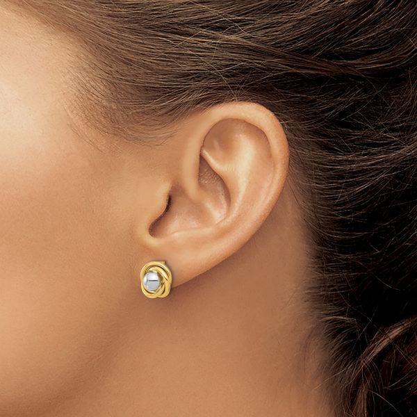 Leslie's 14K Two-tone Polished Omega Back Earrings - Image 3