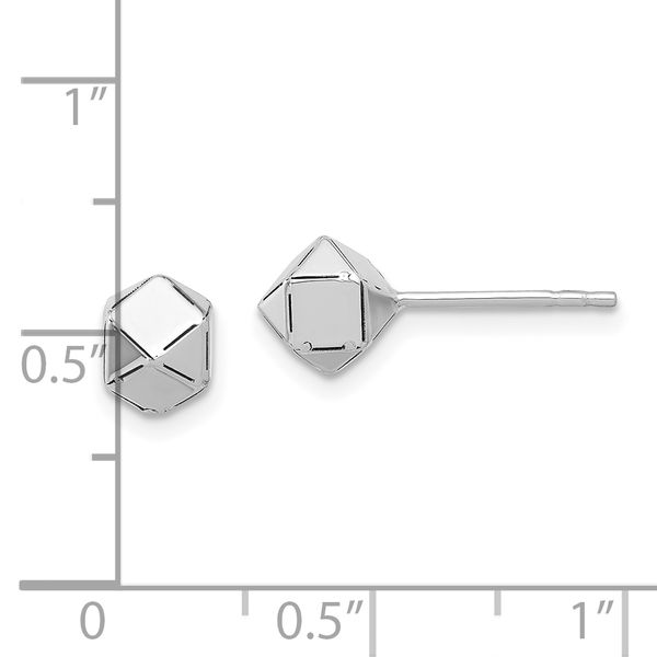 Leslie's 14K White Gold Polished Geometric Ball Post Earrings - Image 4