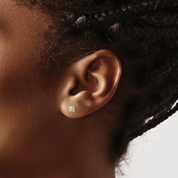 Leslie's 14K w/Rhodium Polished and D/C Post Earrings - Image 3