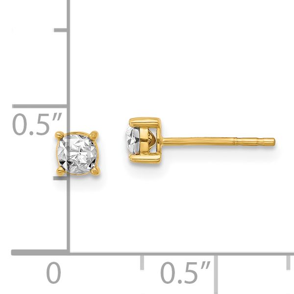Leslie's 14K w/Rhodium Polished and D/C Post Earrings - Image 4