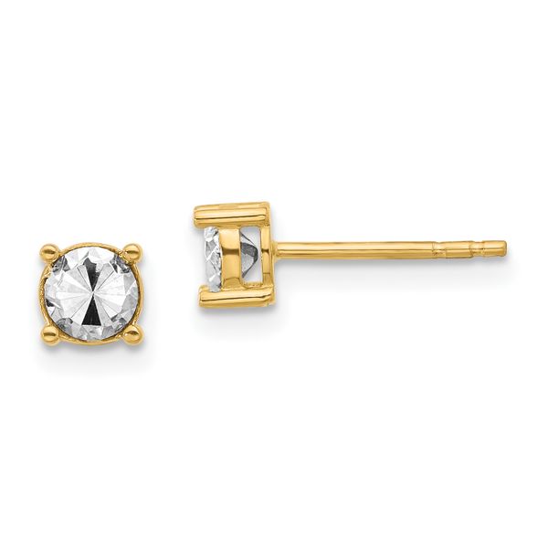Leslie's 14K w/Rhodium Polished and D/C Post Earrings
