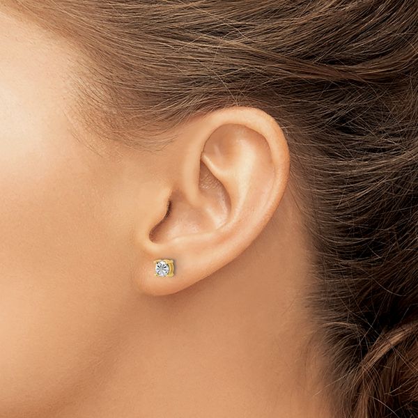 Leslie's 14K w/Rhodium Polished and D/C Post Earrings - Image 3