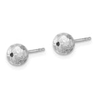 Leslie's 14K White Gold Polished/Satin and Diamond-cut Ball Post Earrings - Image 2