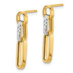 Leslie's 14K w/Rhodium Polished and D/C Link Dangle Post Earrings - Image 2