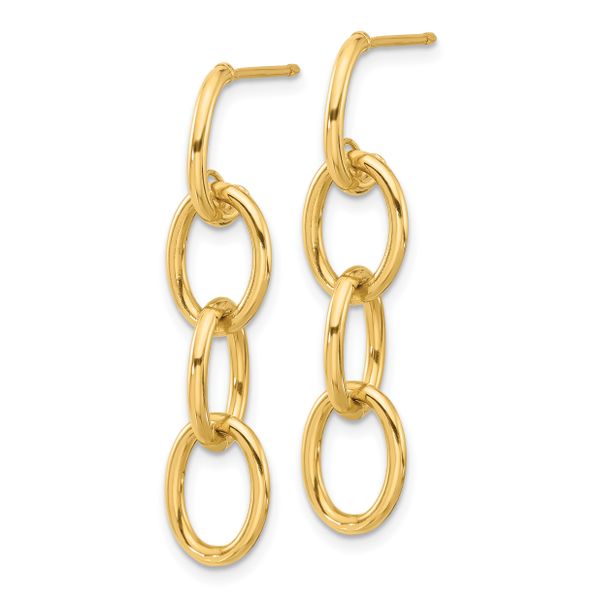 Leslie's 14K Polished Triple Circle Link Dangle Post Earrings - Image 2