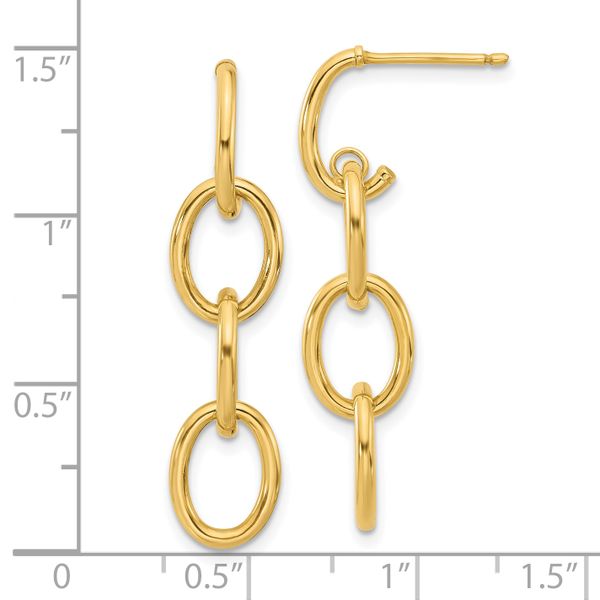 Leslie's 14K Polished Triple Circle Link Dangle Post Earrings - Image 4