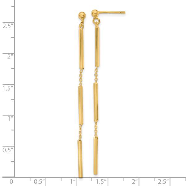Leslie's 14K Polished 3 Bar Dangle Post Earrings - Image 4