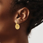 Leslie's 14K Polished and Textured Circle Dangle Post Earrings - Image 3