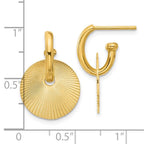 Leslie's 14K Polished and Textured Circle Dangle Post Earrings - Image 4