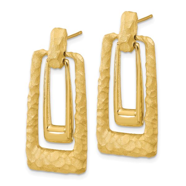 Leslie's 14K Polished and Satin Rectangle Dangle Post Earrings - Image 2