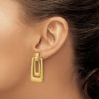 Leslie's 14K Polished and Satin Rectangle Dangle Post Earrings - Image 3