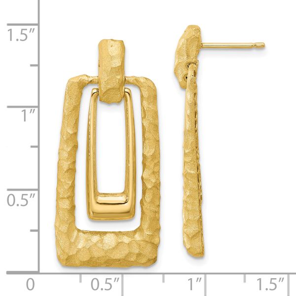 Leslie's 14K Polished and Satin Rectangle Dangle Post Earrings - Image 4