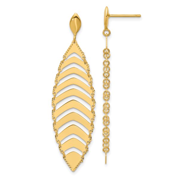 Leslie's 14k Polished D/C Post Dangle Leaf Earrings