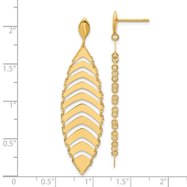 Leslie's 14k Polished D/C Post Dangle Leaf Earrings - Image 4