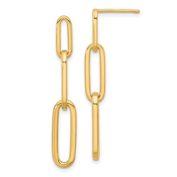 Leslie's 14k Polished Paperclip Link Post Dangle Earrings