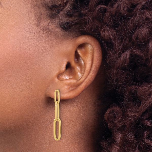 Leslie's 14k Polished Paperclip Link Post Dangle Earrings - Image 3