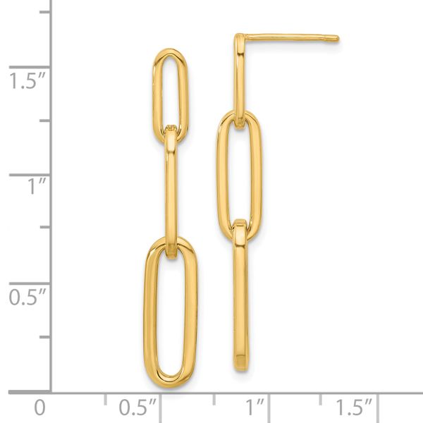 Leslie's 14k Polished Paperclip Link Post Dangle Earrings - Image 4