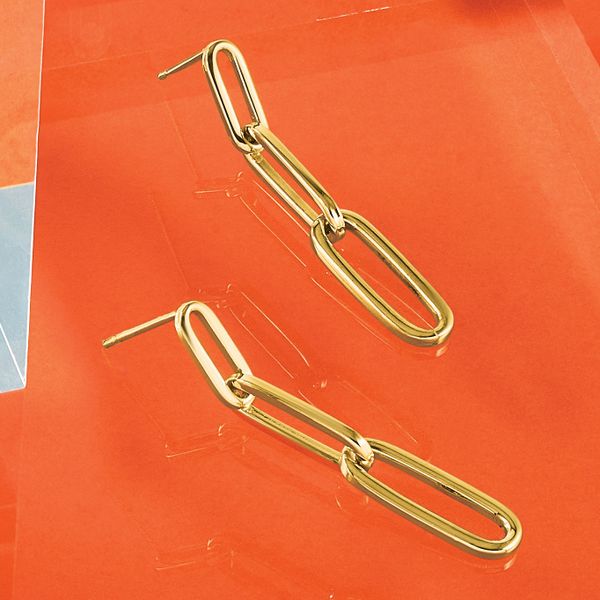 Leslie's 14k Polished Paperclip Link Post Dangle Earrings - Image 5