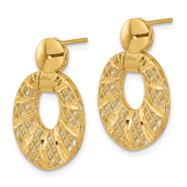 Leslie's 14k Polished D/C Oval Post Dangle Earrings - Image 2