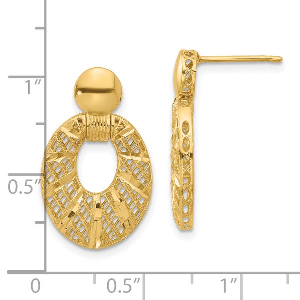 Leslie's 14k Polished D/C Oval Post Dangle Earrings - Image 3