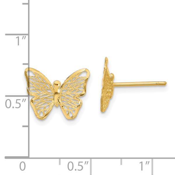 Leslie's 14k Textured and Polished Butterfly Post Earrings - Image 4