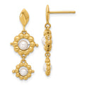 Leslie's 14k Polished FWC Pearl Flower Post Dangle Earrings