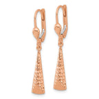 Leslie's 14K Rose Gold Polished/ Dia-cut Dangle Leverback Earrings - Image 2