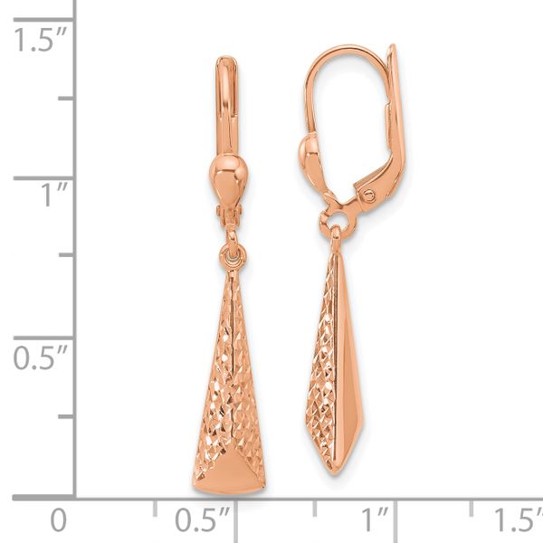 Leslie's 14K Rose Gold Polished/ Dia-cut Dangle Leverback Earrings - Image 4