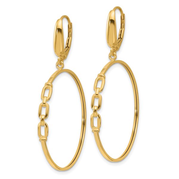 Leslie's 14K Polished Link Design Leverback Hoop Earrings - Image 2