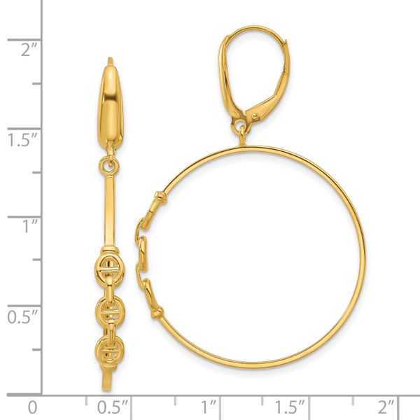Leslie's 14K Polished Link Design Leverback Hoop Earrings - Image 4