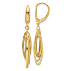 Leslie's 14K Polished/Textured Triple Oval Dangle Earrings