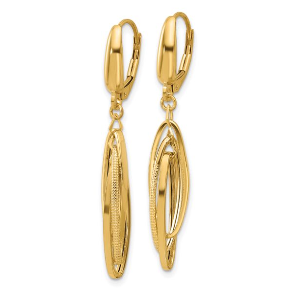 Leslie's 14K Polished/Textured Triple Oval Dangle Earrings - Image 2
