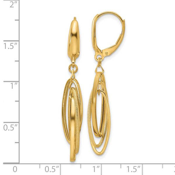 Leslie's 14K Polished/Textured Triple Oval Dangle Earrings - Image 4