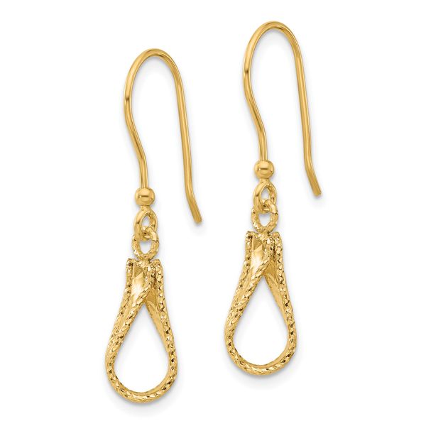 14K Polished and Diamond-cut Dangle Earrings - Image 2