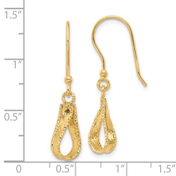 14K Polished and Diamond-cut Dangle Earrings - Image 4