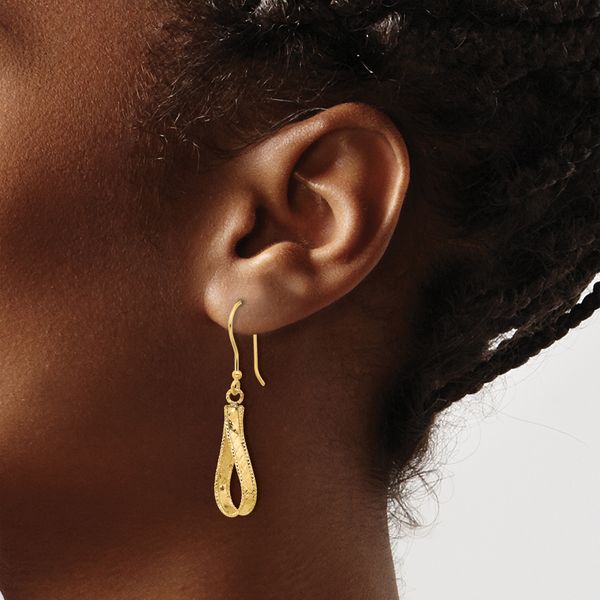 Leslie's 14K Polished and Diamond-cut Dangle Earrings - Image 3