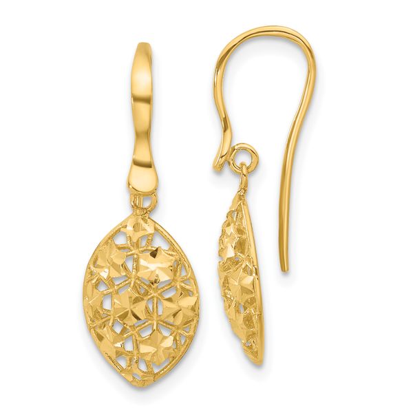 Leslie's 14k Polished D/C Shepherd Hook Dangle Earrings