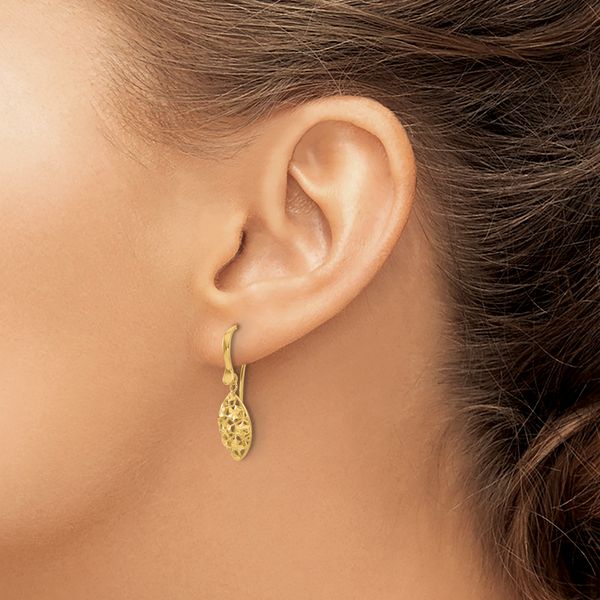 Leslie's 14k Polished D/C Shepherd Hook Dangle Earrings - Image 3