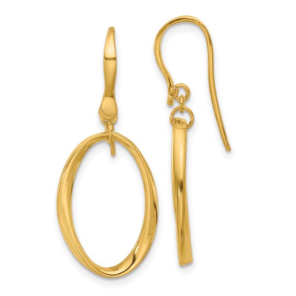 Leslie's 14k Polished Oval Shepherd Hook Dangle Earrings