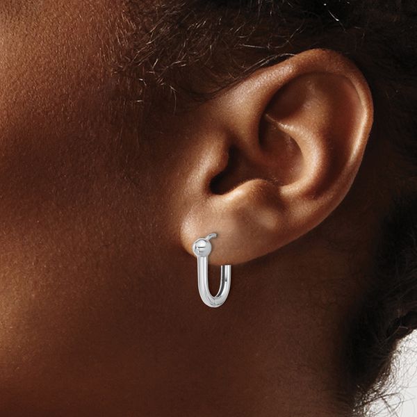 Leslie's 14K White Gold Polished Hinged Hoop Earrings - Image 3